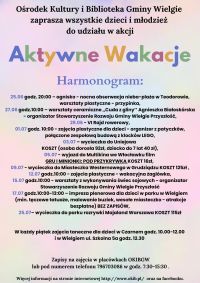 Plakat informacyjny aktywne wakacje