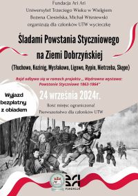 Plakat informacyjny - wycieczka Śladami Powstania Styczniowego na Ziemi Dobrzyńskiej