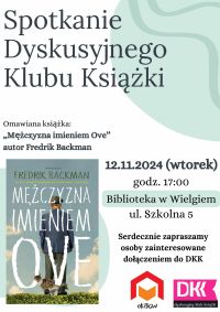 Plakat informacyjny - Spotkanie Dyskusyjnego Klubu Książki.